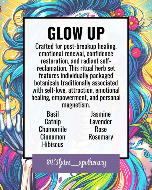Glow Up Ritual Herbs | Self Love Herb Kit | Breakup Healing & Confidence Boost | Rose, Hibiscus, Lavender | 3Fates Signature Collection