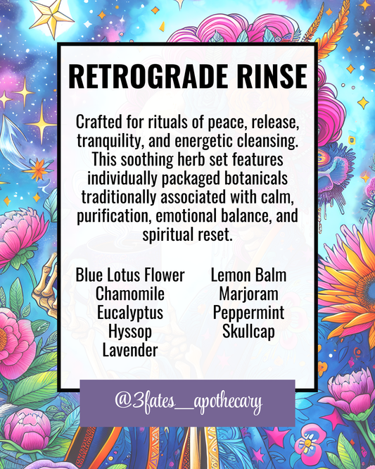 Retrograde Rinse Ritual Herbs | Purification Herb Kit | Peace, Release & Renewal | Lavender, Hyssop, Blue Lotus | 3Fates Signature Collection
