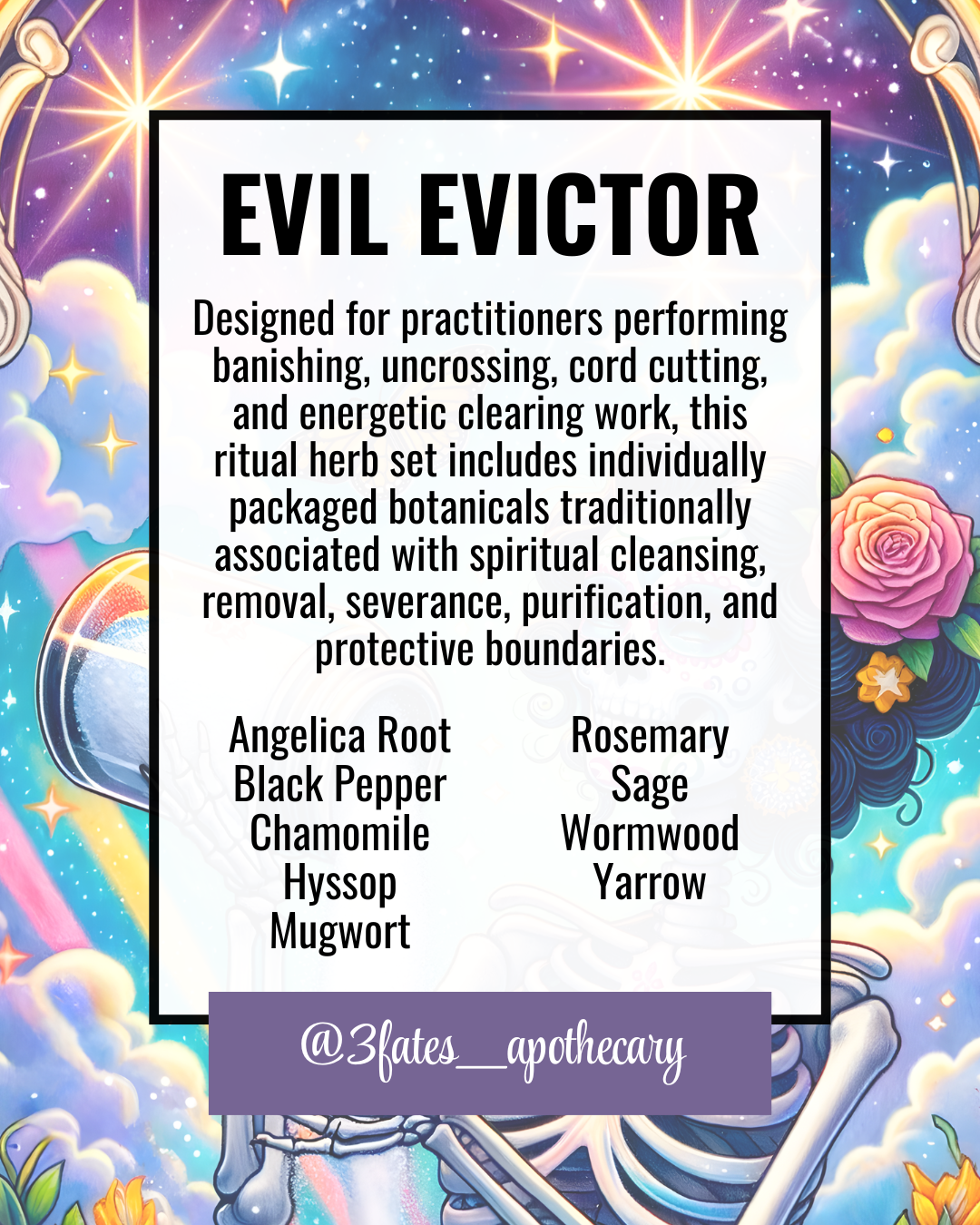 Evil Evictor Ritual Herbs | Banishing Herb Kit | Cord Cutting & Warding Bundle | Hyssop, Mugwort, Wormwood | 3Fates Signature Collection