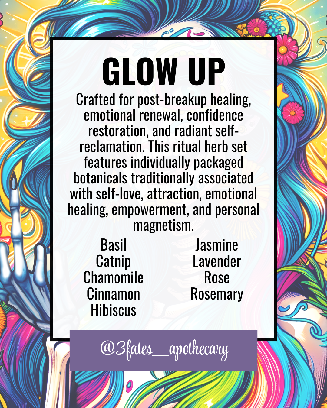 Glow Up Ritual Herbs | Self Love Herb Kit | Breakup Healing & Confidence Boost | Rose, Hibiscus, Lavender | 3Fates Signature Collection