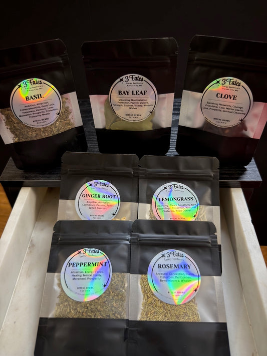 Laziness Exorcism Ritual Herbs | Motivation Herb Kit | Energy & Productivity Spell Kit | Basil, Ginger, Peppermint | 3Fates Signature Collection