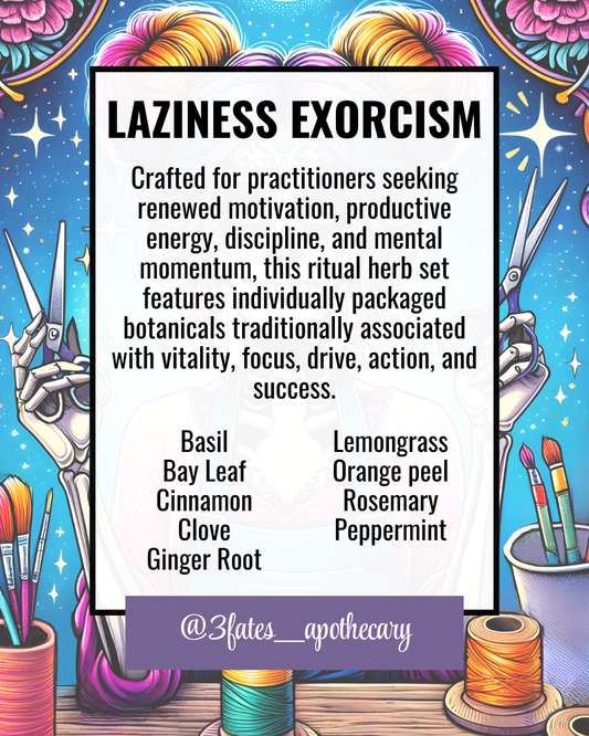 Laziness Exorcism Ritual Herbs | Motivation Herb Kit | Energy & Productivity Spell Kit | Basil, Ginger, Peppermint | 3Fates Signature Collection
