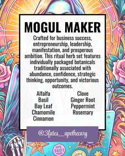 Mogul Maker Ritual Herbs | Business Success Herb Kit | Entrepreneurship & Manifestation | Basil, Bay, Ginger | 3Fates Signature Collection