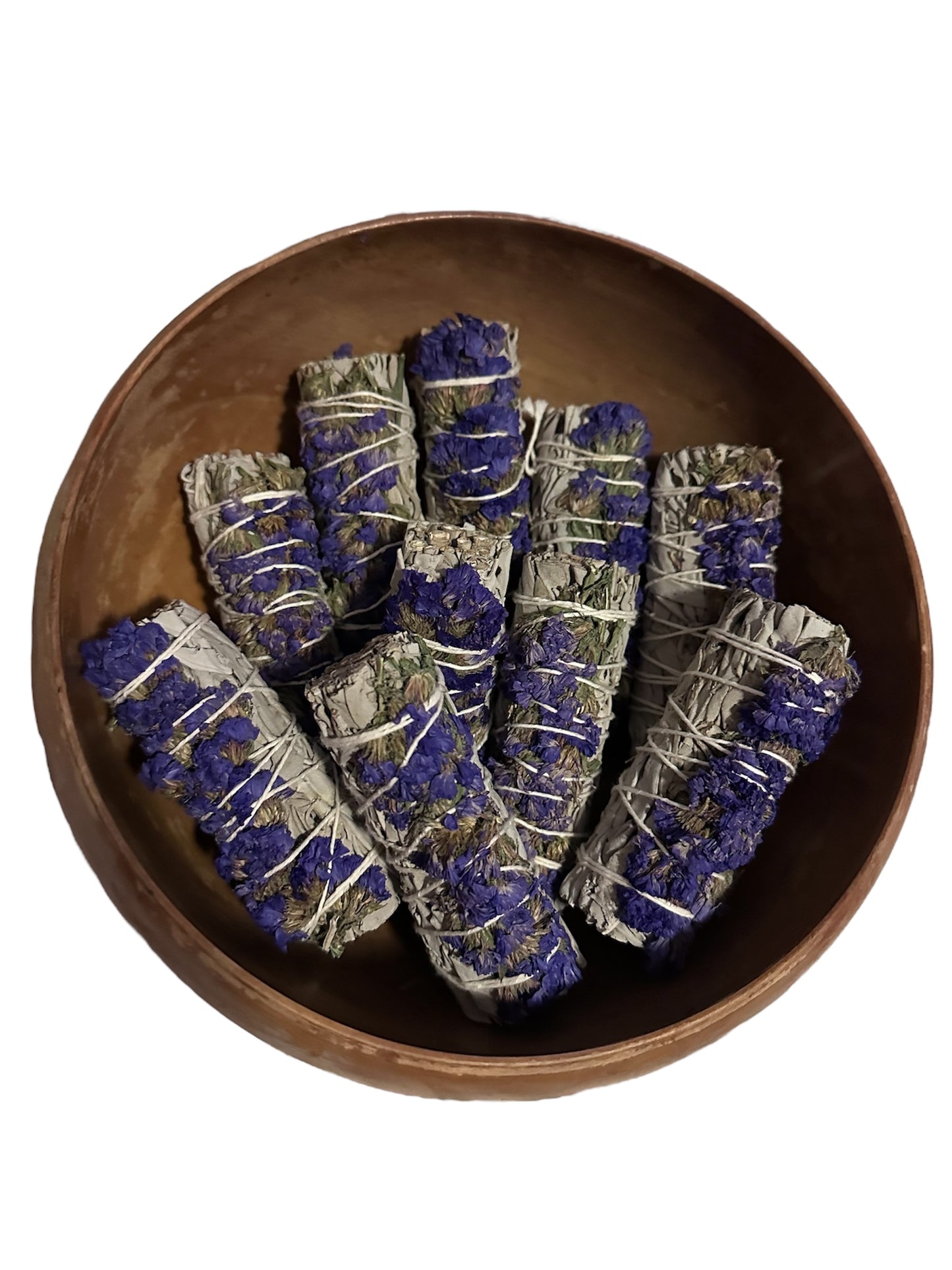 White Sage Smudge Stick w/ Purple Flowers