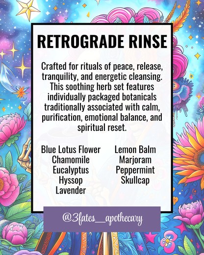 Retrograde Rinse Ritual Herbs | Purification Herb Kit | Peace, Release & Renewal | Lavender, Hyssop, Blue Lotus | 3Fates Signature Collection