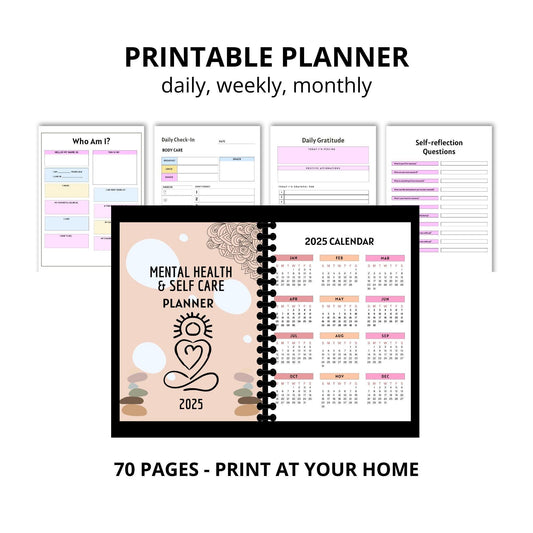 2025 Self-Care Planner: Mental Health & Daily Routine (Digital Download)