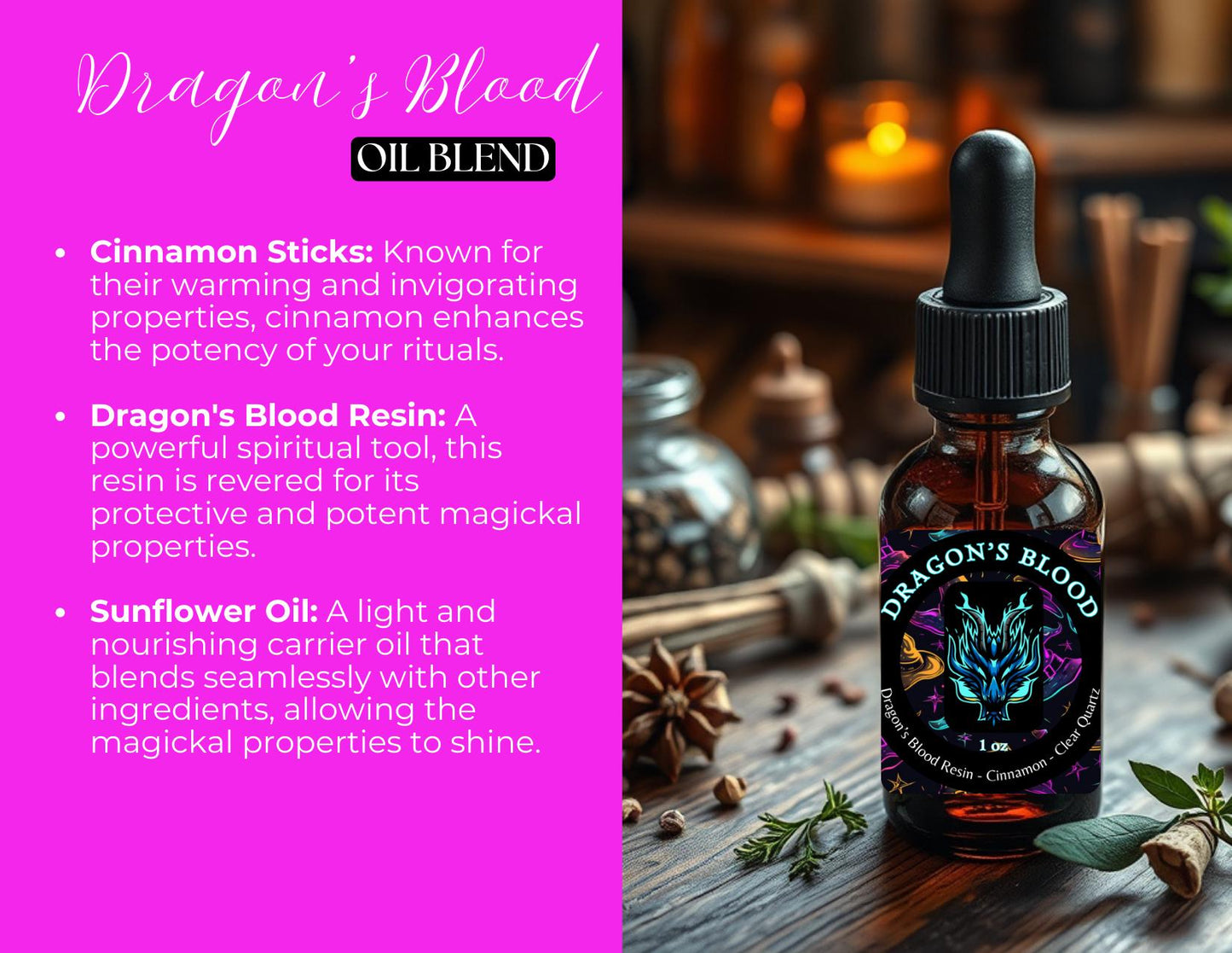 Dragon's Blood  Magickal Oil Blend | Handcrafted Magickal Oils | Witchcraft Supplies | Spell Anointing Oils | Spell Enhancer