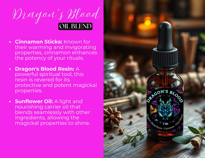 Dragon's Blood  Magickal Oil Blend | Handcrafted Magickal Oils | Witchcraft Supplies | Spell Anointing Oils | Spell Enhancer